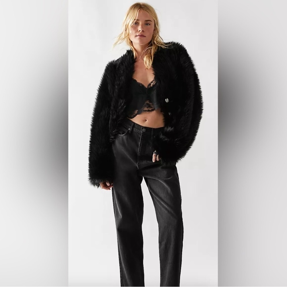 Free People- All Night Faux Fur Jacket Size Large NWT - Picture 2 of 15